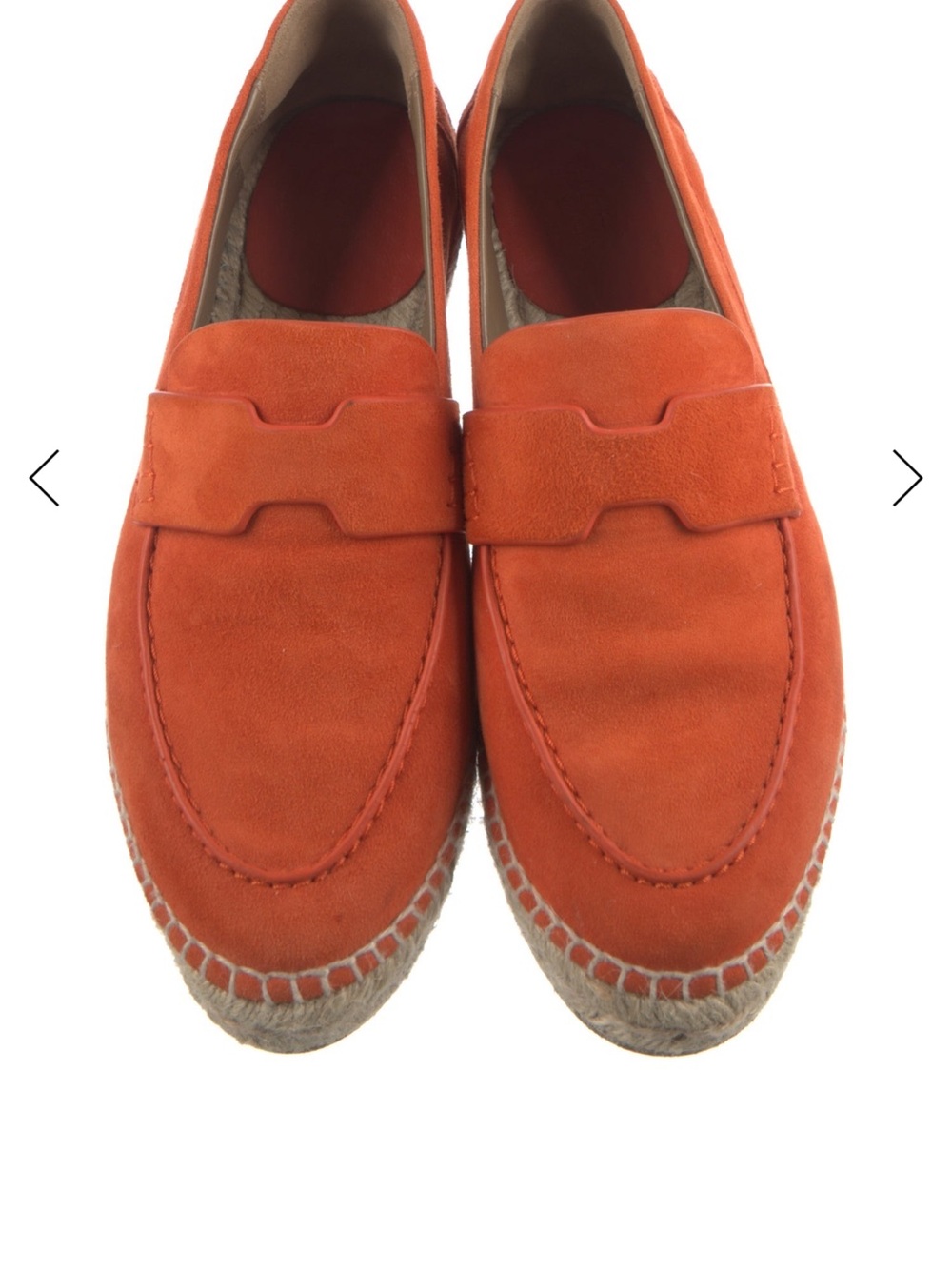 Hermes Orange Suede Espadrille Loafers